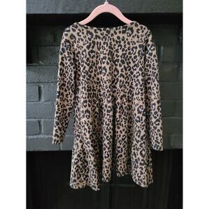 Zara Leopard Print long sleeved knit dress size 6